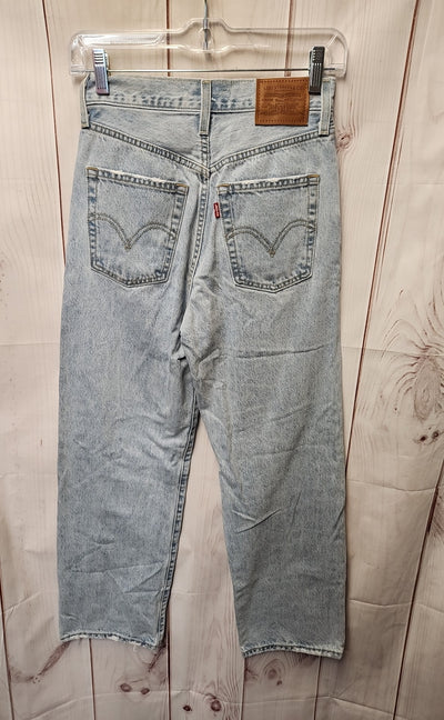 Levis Women's Size 24 (00) Blue Ribcage Straight Ankle Jeans