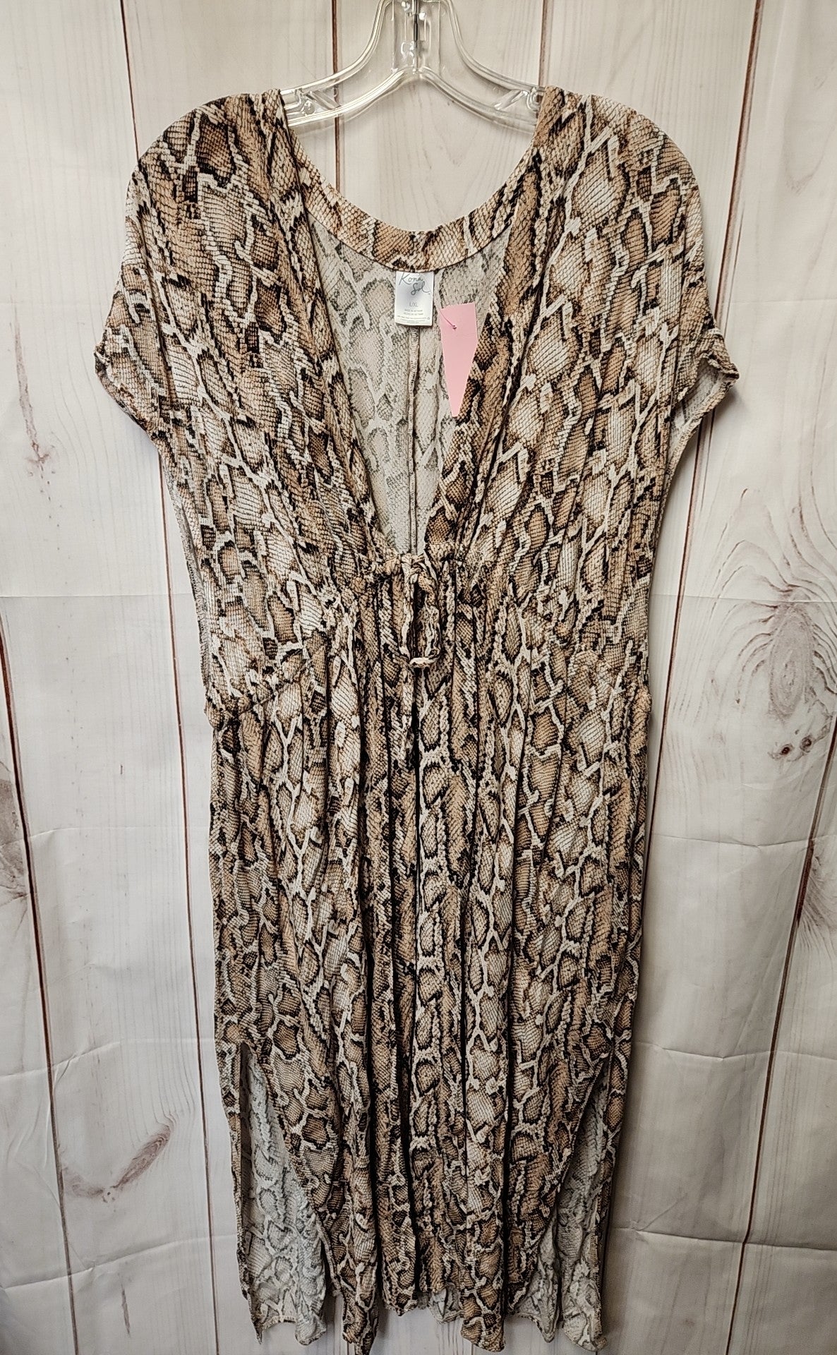 Kona Sol Women's Size Large/X-Large Beige Animal Print Cover-Up