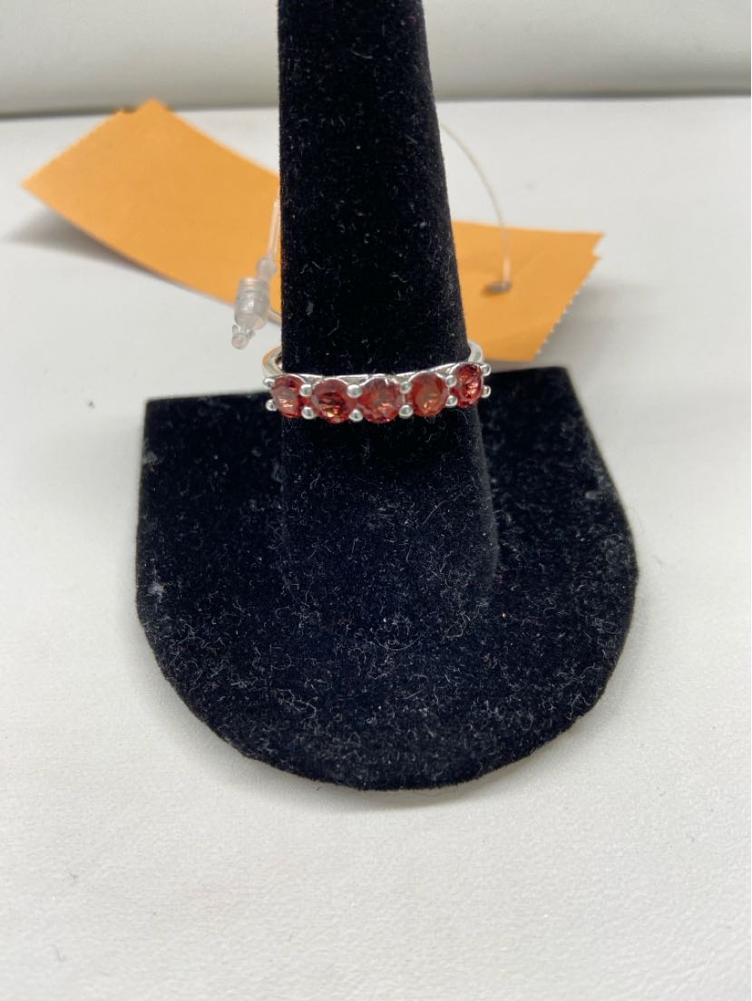 .925 Sterling Silver Size 10 Red Stone Ring