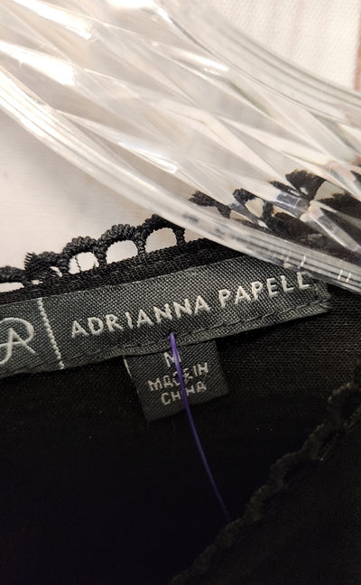 Adrianna Papell Women's Size M Black Short Sleeve Top