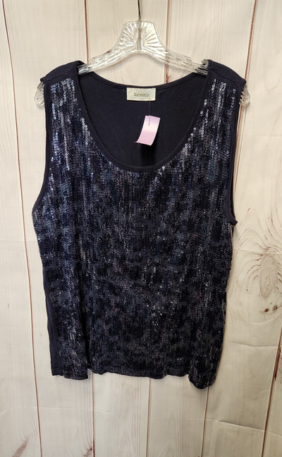 Dorabella Women's Size XL Navy Sequined Sleeveless Top