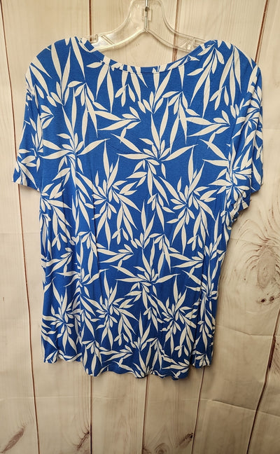 JM Collection Women's Size XL Blue Short Sleeve Top
