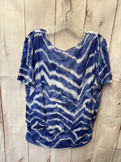 NWT Chico's Women's Size 3 = XL Blue Short Sleeve Top
