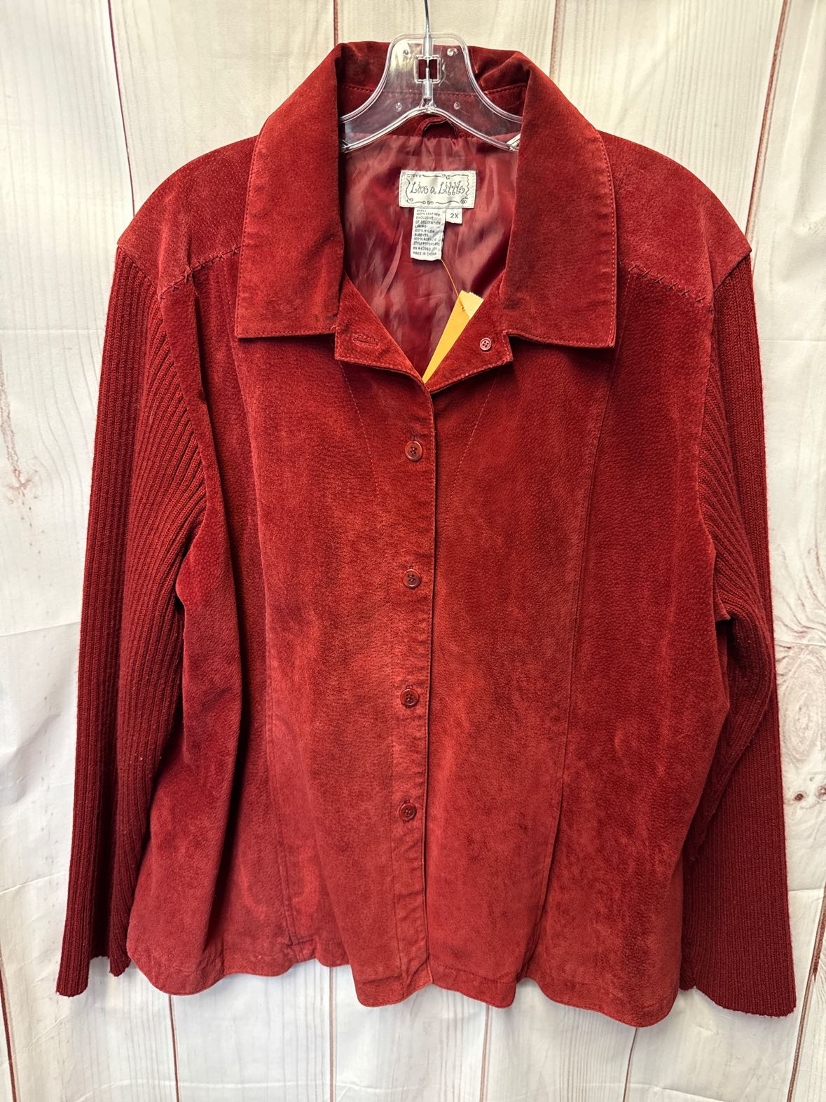 Live A Little Women's Size 3X Red Leather Jacket