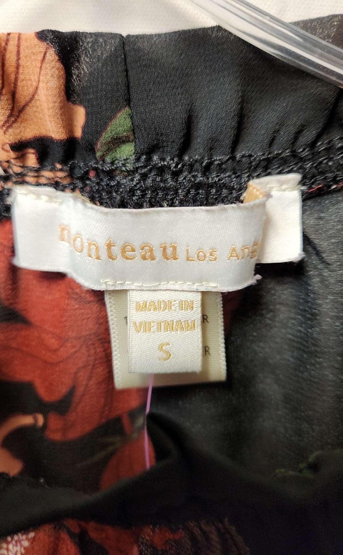 Monteau Women's Size S Black Floral 3/4 Sleeve Top
