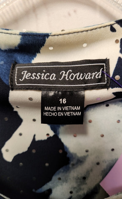Jessica Howard Women's Size 16 Blue Floral Cardigan