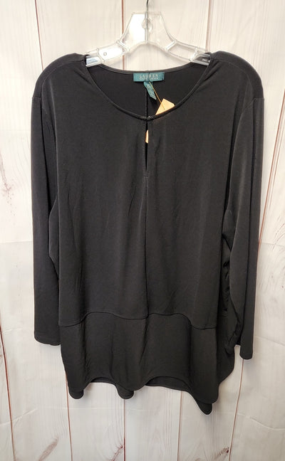 Lauren by Ralph Lauren Women's Size 2X Black Long Sleeve Top