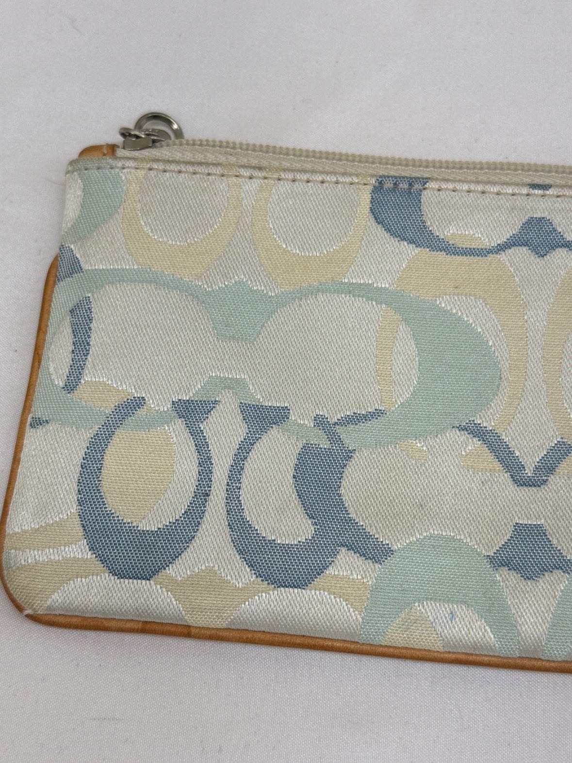 Coach Light Blue Wristlet AS IS - marks on front & back