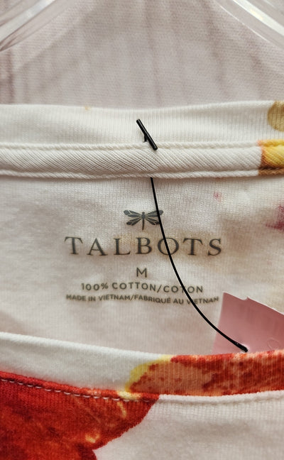 Talbots Women's Size M White 3/4 Sleeve Top