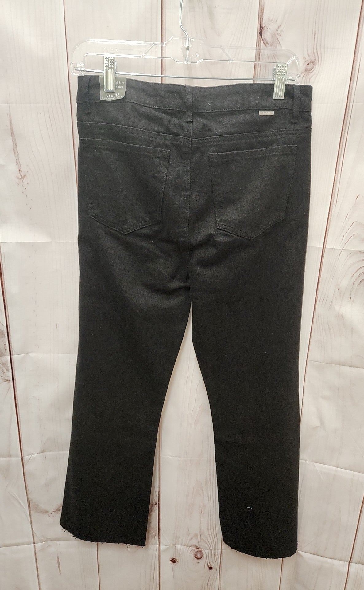 Tractr Women's Size 28 (5-6) Ultra High Crop Flare Black Jeans